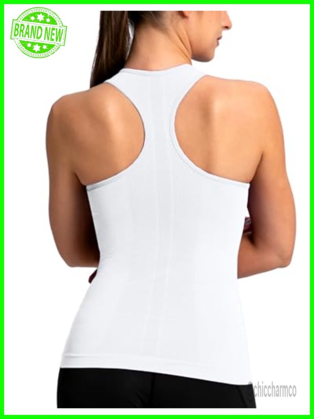 Seamless Racerback Workout Tank Top with Built-in Bra for Yoga Running